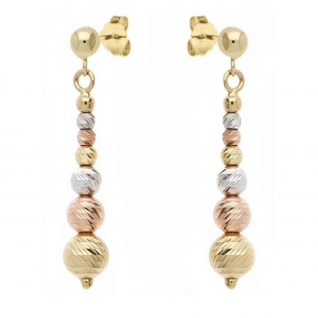 Earrings Earrings Yellow White and Pink Gold Earrings 18 karaat met diamanten ballen