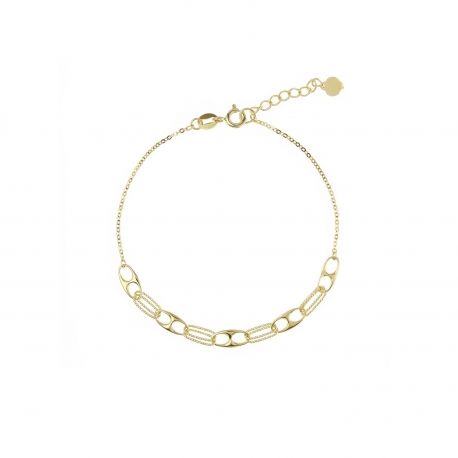 Chain bracelet with navy jersey 18k yellow gold