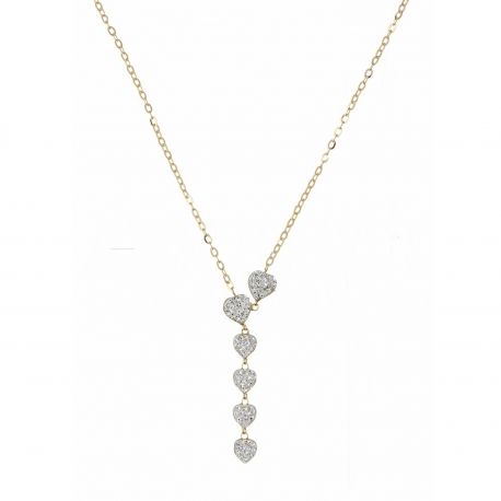 Heart Necklace with Resin and White Zirconia in 18k Yellow Gold