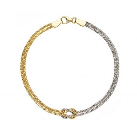 Amarillo oro y blanco pulsera de nudo 18k