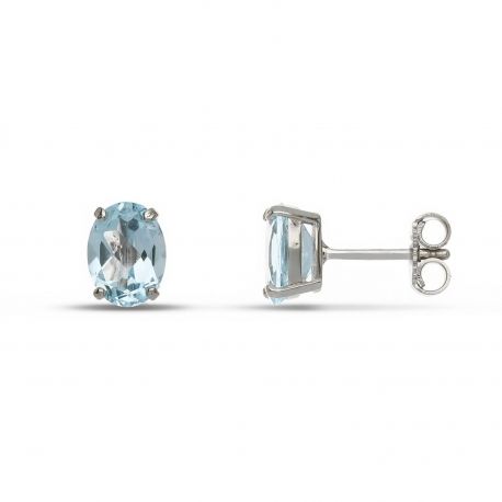 18k White Gold Oval Earrings with Topaz