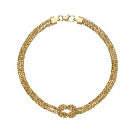 Bracciale a Maglia Coreana con Nodo in Oro Giallo 18 Carati da Donna