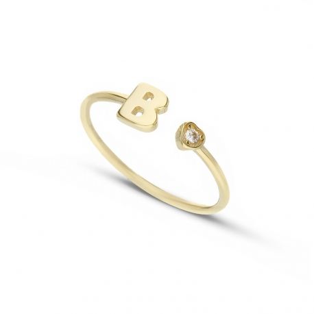 Ring with Letter B in Yellow Gold 18k