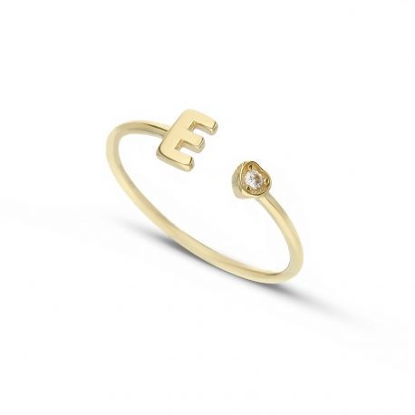 Anneau avec lettre et or jaune 18k