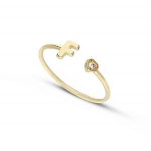 Ring met de letter F in 18k...