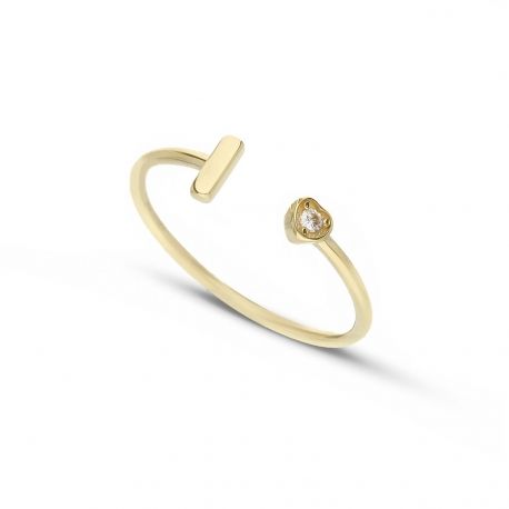 Anillo con carta I en oro amarillo 18k