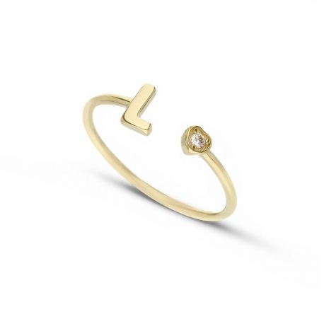 Anillo con carta L en oro amarillo 18k