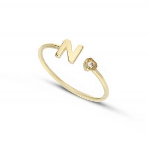 Ring met de letter N in 18k...