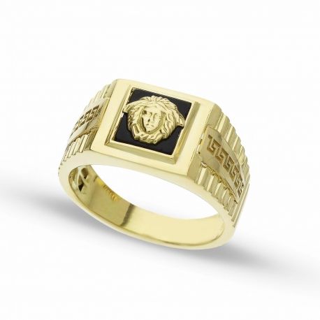 Anel masculino em ouro amarelo 18k com Medusa