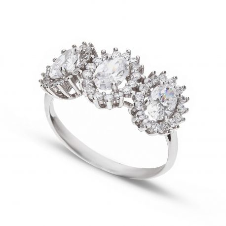 Trilogy Ring with 18k White Gold Zirconia