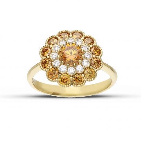 Anello Fiore da Donna in Oro Giallo 18k