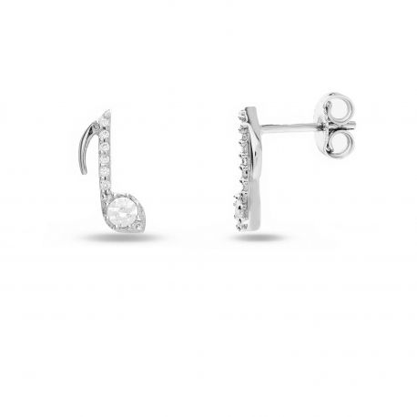 18k White Gold Musical Note Earrings