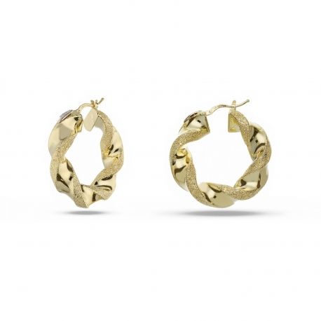 18K Yellow Gold Torchon Hoop Earrings