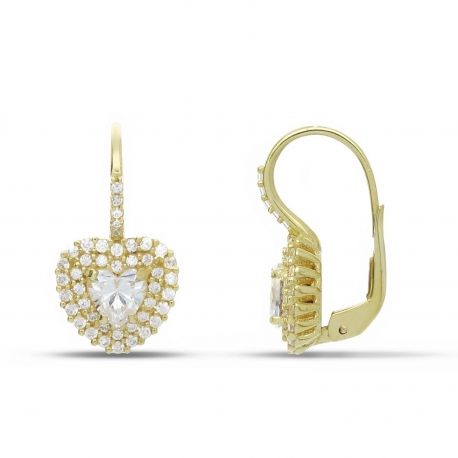 Boucles d'oreilles pendantes cœur en or jaune 18 carats