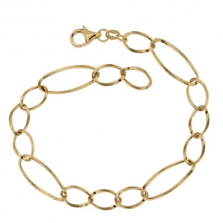 Bracciale in oro 18 Kt 7500/1000 a catena vuota lucido e martellato da donna