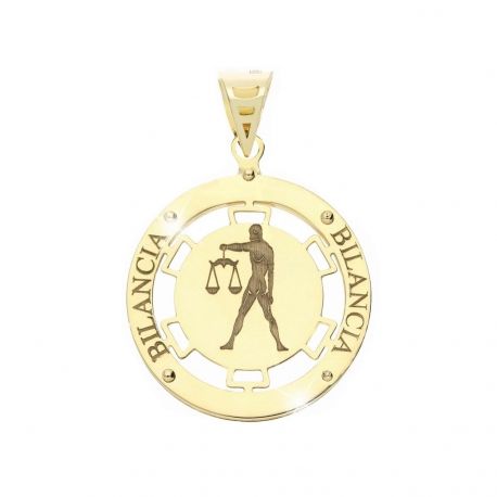 Pendente Segno Zodiacale Bilancia in Oro Giallo 18k