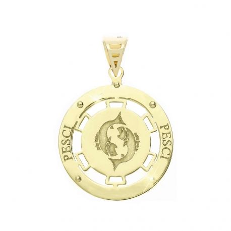 Colgante Zodiac Sign Fish en oro amarillo 18k