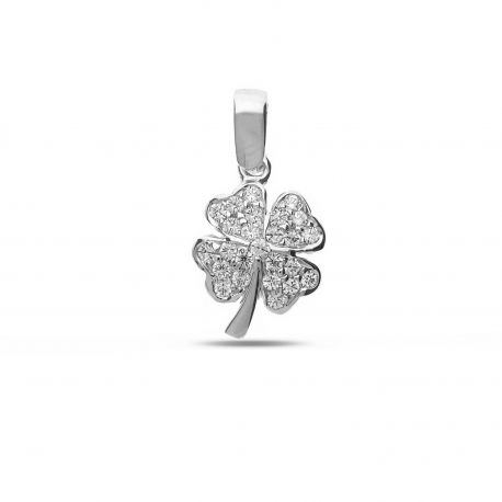 Quadrifoglio pendant in 18k White Gold with Zirconia