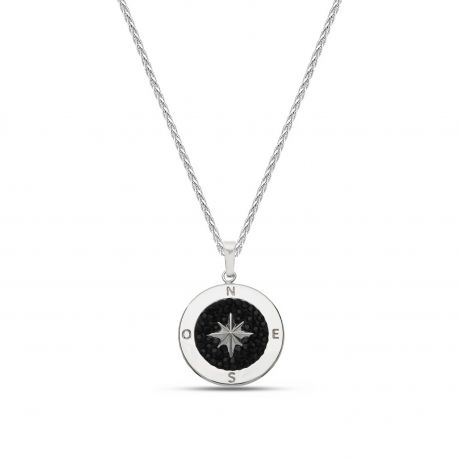 18 k White Gold kaulakoru Compass Rose Pendant kanssa