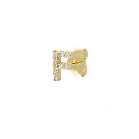 Brinco Mono em Ouro Amarelo 18k Letra F