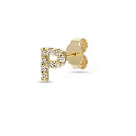 Mono Earrings in Yellow Gold 18k Letter P