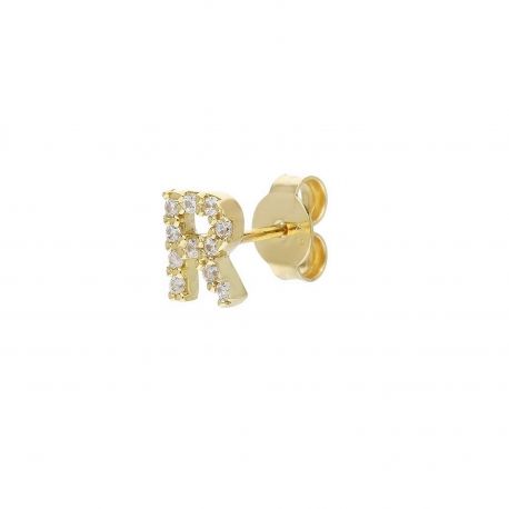 Eardrops in 18k gele goud letter R