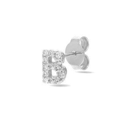 Mono Earrings in White Gold 18k Letter B