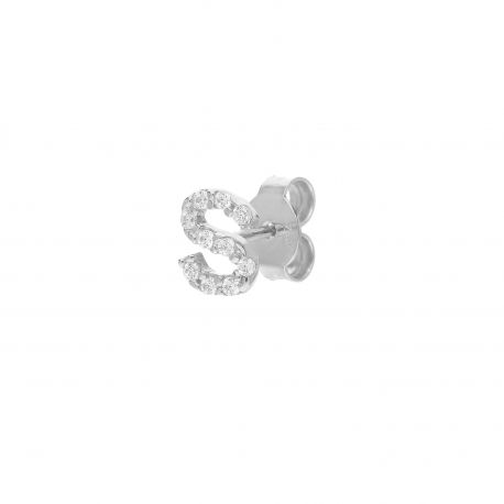 Boucles d'oreilles Mono en Or blanc 18k Lettre S