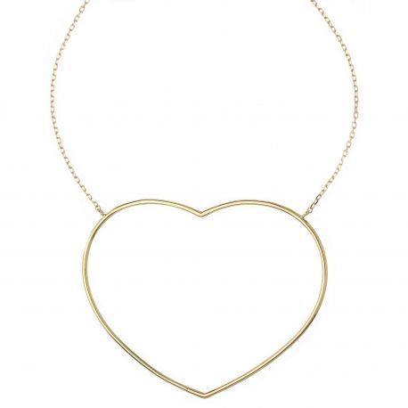 Coeur de collier avec Zirconia blanche en or jaune 18k