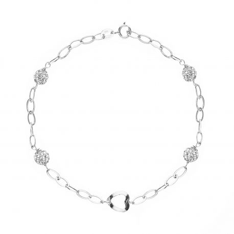 Bracelet chaîne coeur en or blanc 18 carats