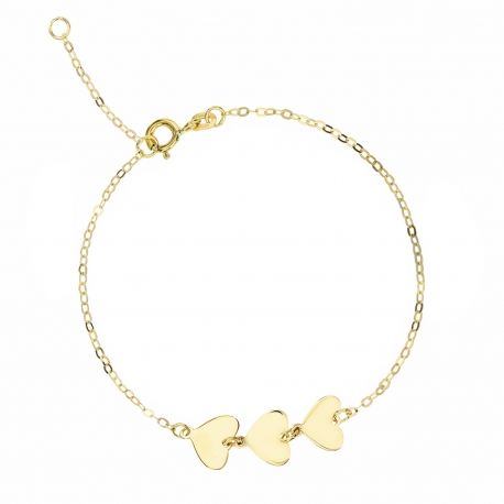 Bracelet en or jaune 18k avec coeurs