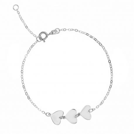 18k White Gold Bracelet with Hearts