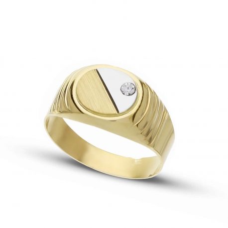 Anel Escudo Oval Masculino em Ouro 18K