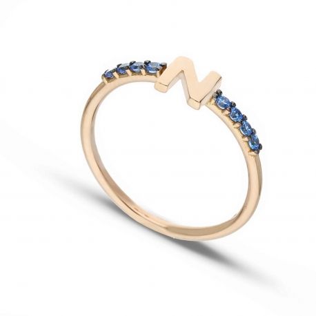 Ring in 18k Rose Gold with Letter N