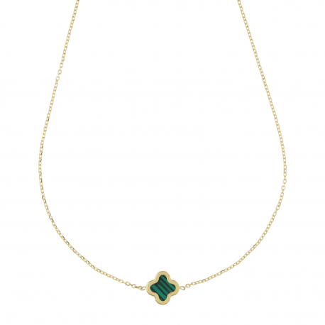 Collier jaune or 18k avec Quadrifoglio vert