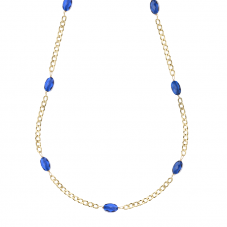 Collana Grumetta Oro Giallo 18k Pietre Blu