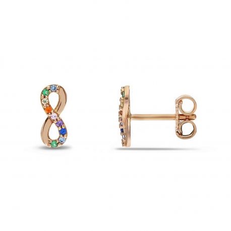 Infinite Rainbow Earrings i rosa gull 18k