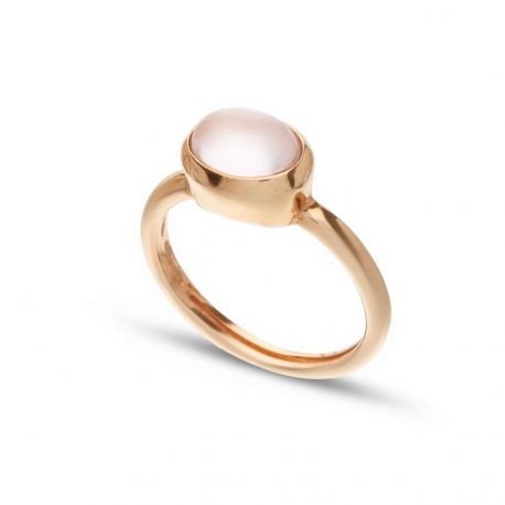 Anello Solitario in Oro Rosa 18k con Pietra Rosa