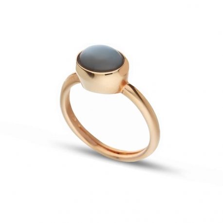 Solitaire-ring van 18k roségoud met grijze steen