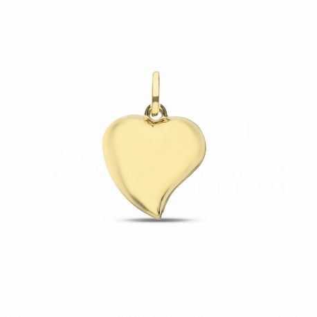 Colgante de corazón bombardeado de oro amarillo 18k