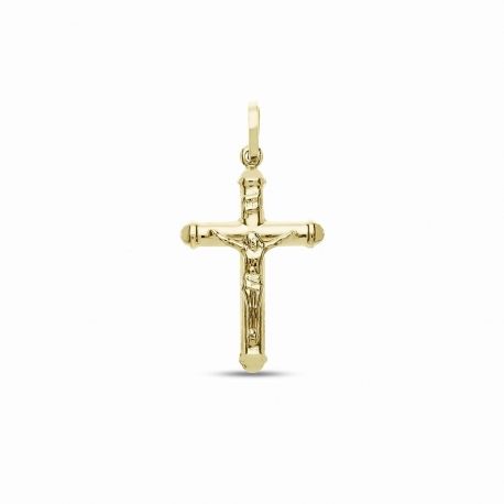 Gelb Gold Bombed Cross Anhänger 18k