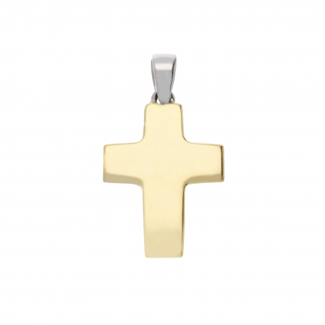 Ouro amarelo e branco cruz pingente 18k