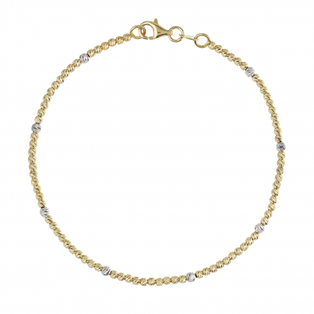 Bracciale Pallinato in Oro Giallo e Bianco 18k