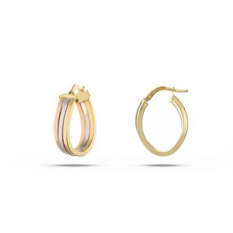 Trois boucles d'oreilles ovales en or