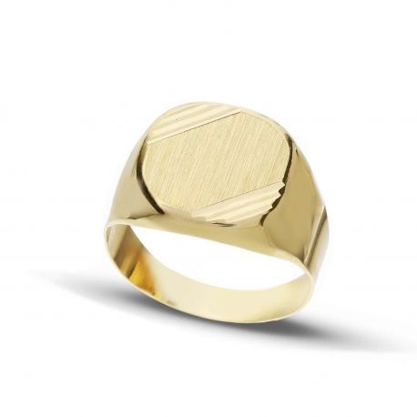 Anello a Scudo Quadrato da Uomo in Oro Giallo 18k