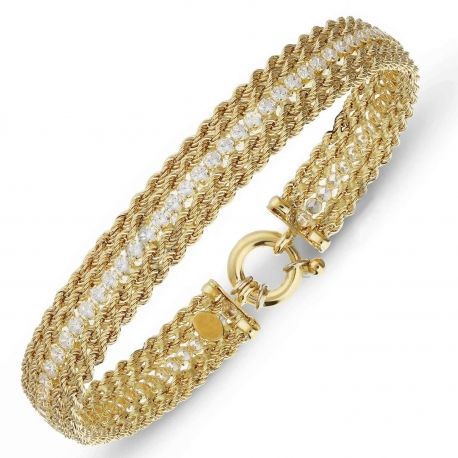 18k Yellow Gold Zirconia Carpet Bracelet