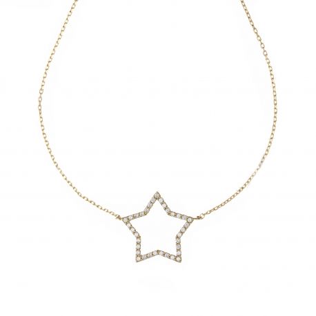 Round neck with 18k Yellow Gold Star with White Zirconia