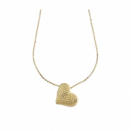 18k Yellow Gold Dotted Heart Necklace