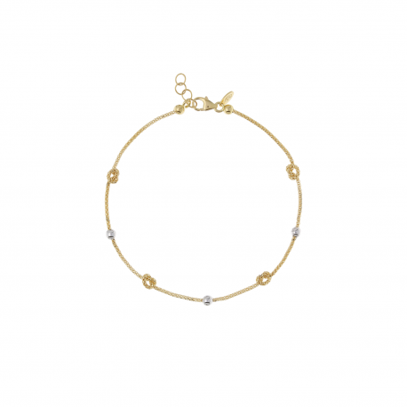 Pulseira feminina de ouro amarelo 18K com nó de bola