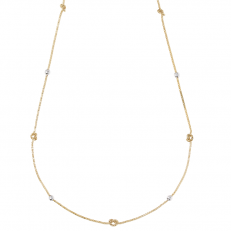 Necklace Node and Balls in Yellow Gold and White 18k